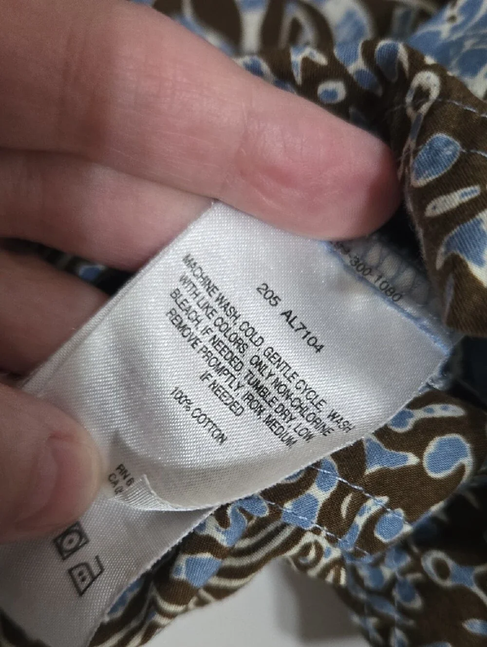 Columbia Light Blue and Brown Printed Relaxed Peasant Top